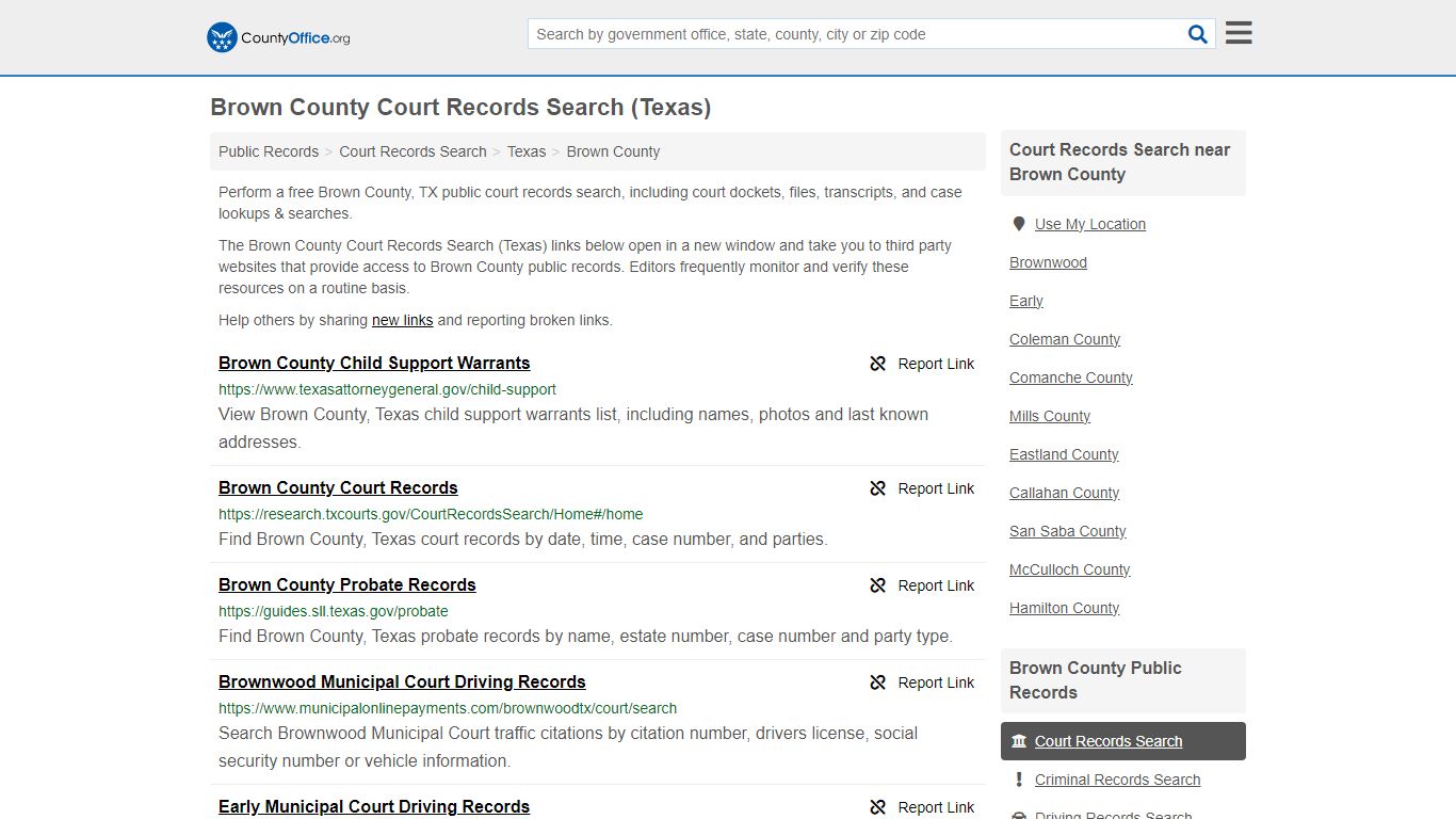 Brown County Court Records Search (Texas) - County Office